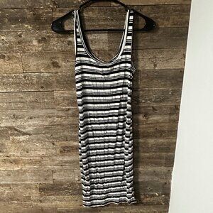 BCBGeneration Black White Stripe Tank Midi Sundress